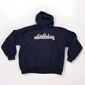 Unique N.E. Patriots Boston Skyline Player Names Hoodie Sweatshirt Men's XL NFL